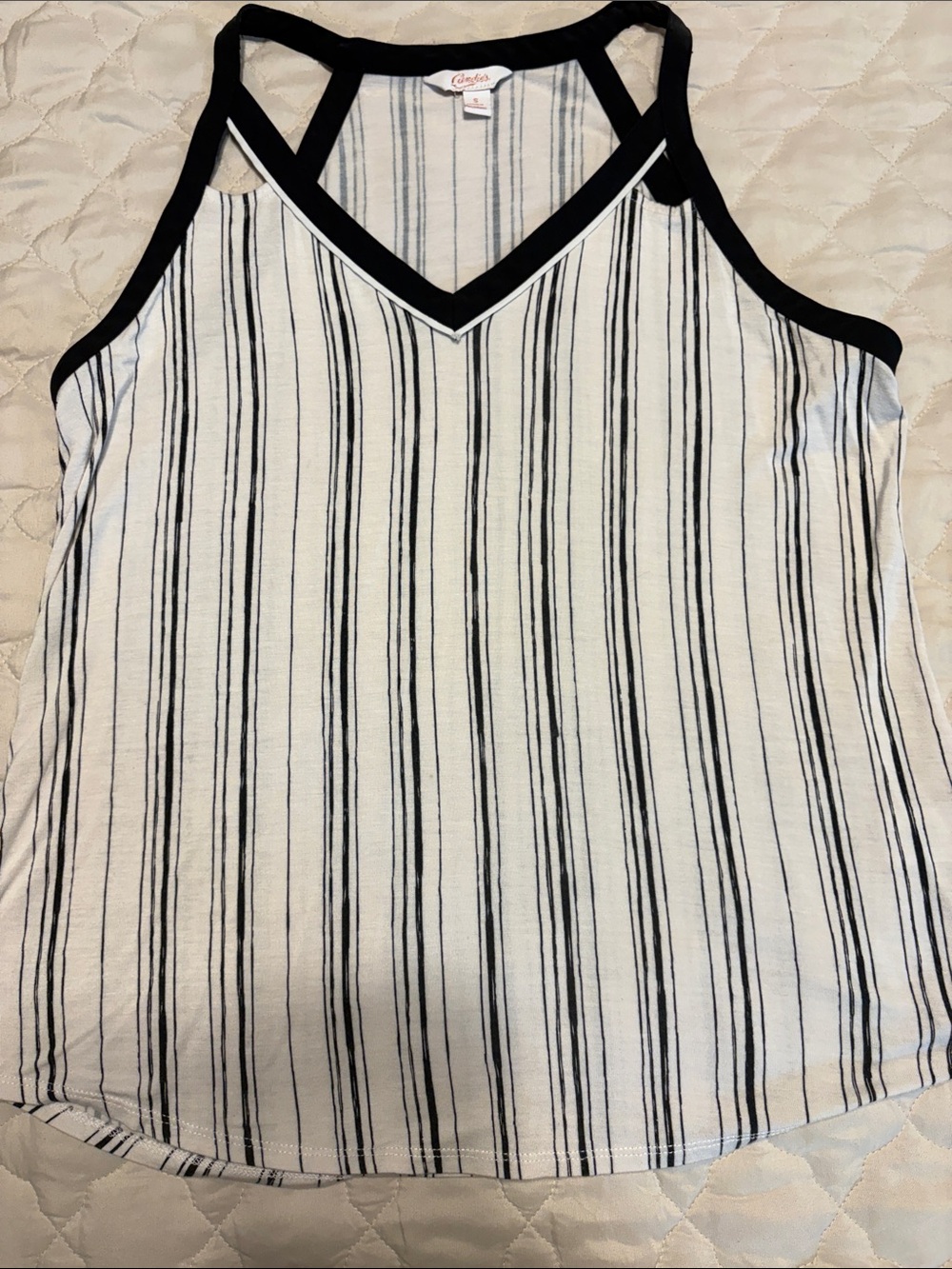 Candie's White Top with Black Stripes